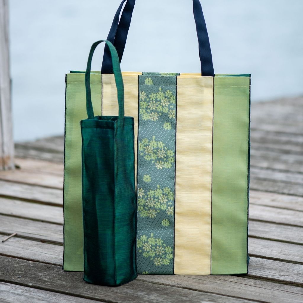 Traditional Patterned Green & Black Tote Bag//durable Fabric 